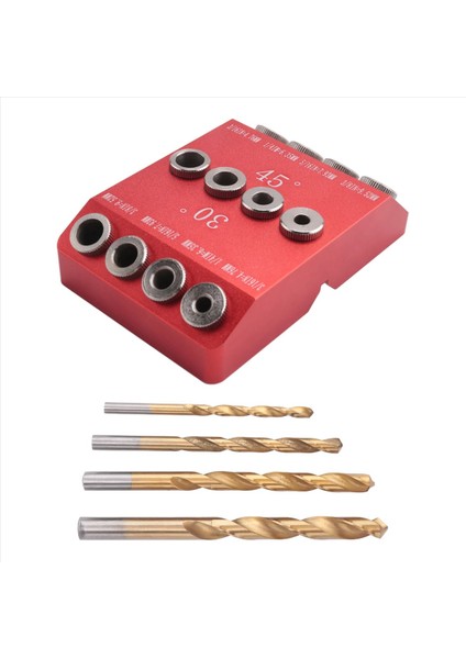 30/45/90 ° Açılı Matkap Deliği Kılavuzu Açılı ve Düz Delik Için Jig Kablo Korkuluk Gecikme Vidalı Sondaj Şablonu 4 Matkap Biti (Yurt Dışından) fiyatları