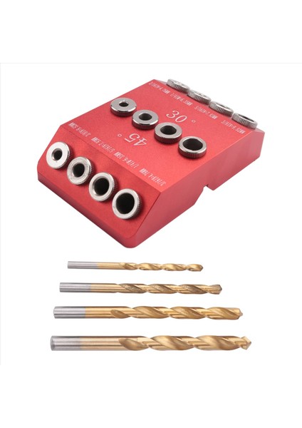 30/45/90 ° Açılı Matkap Deliği Kılavuzu Açılı ve Düz Delik Için Jig Kablo Korkuluk Gecikme Vidalı Sondaj Şablonu 4 Matkap Biti (Yurt Dışından) modelleri