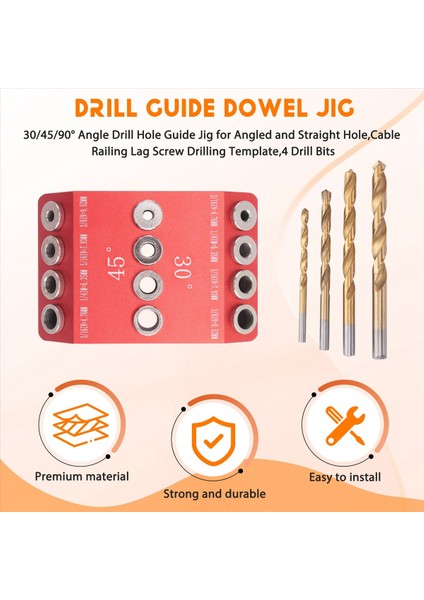 30/45/90 ° Açılı Matkap Deliği Kılavuzu Açılı ve Düz Delik Için Jig Kablo Korkuluk Gecikme Vidalı Sondaj Şablonu 4 Matkap Biti (Yurt Dışından) fırsatları
