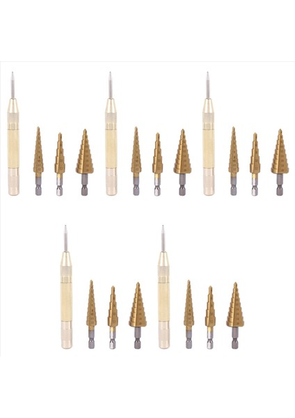 15 Pcs Hss Titanyum Adım Matkap Bit Seti ve 5 Pcs Otomatik Merkez Punch (Yurt Dışından) modelleri