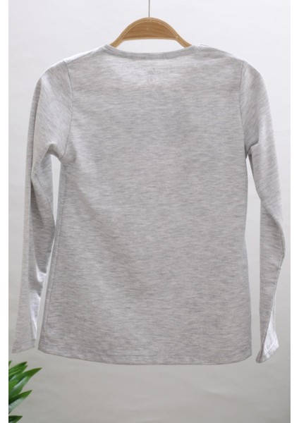 Mojo Kız Çocuk Happy Mood Baskılı Uzun Kol T-shırt 723135 Gri