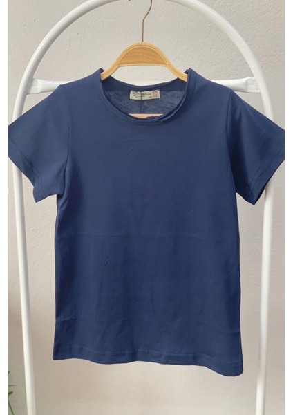 Unisex Çocuk Basic Kısa Kol T-shirt 5203 Lacivert modelleri