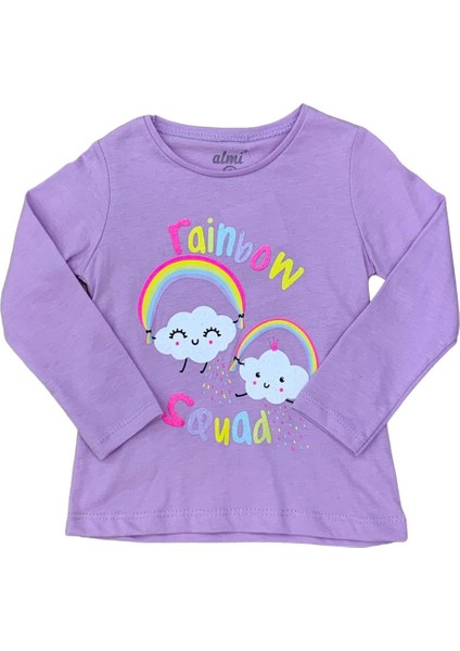 Mojo Kız Çocuk Rainbow Baskılı Uzun Kol T-shirt 523010 Mor fırsatları