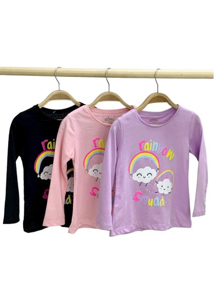 Mojo Kız Çocuk Rainbow Baskılı Uzun Kol T-shirt 523010 Mor indirimleri
