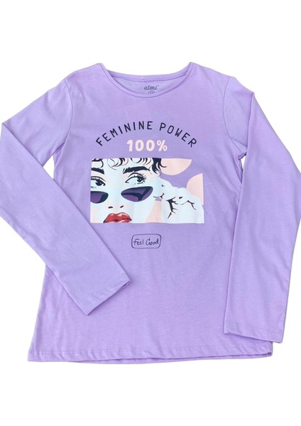 Mojo Kız Çocuk Femınıne Power Baskılı Uzun Kol T-shirt 823130 Mor