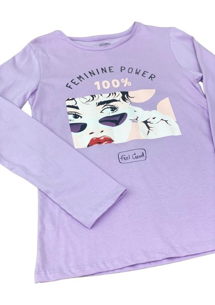 Mojo Kız Çocuk Femınıne Power Baskılı Uzun Kol T-shirt 823130 Mor