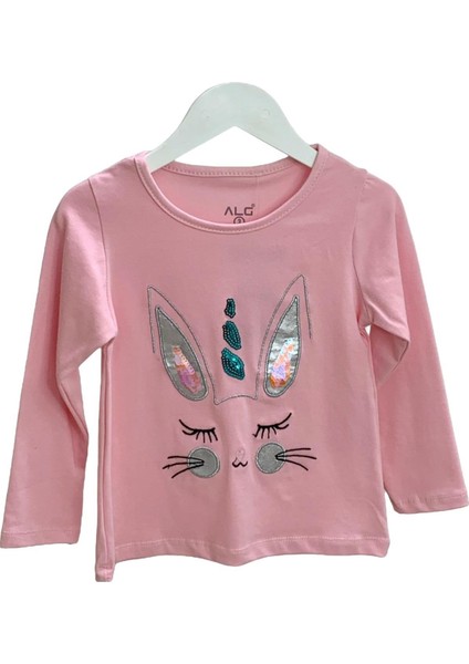 Mojo Kız Çocuk Tavşan Nakışlı Uzun Kol T-shirt 523408 Pembe indirimleri