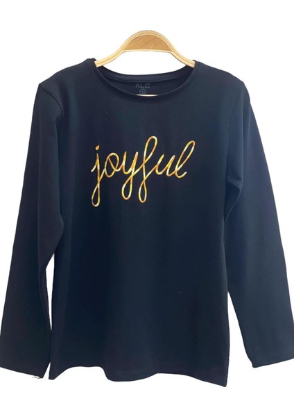 Mojo Kız Çocuk Joyful Nakışlı Uzun Kol T-shırt 823422 Siyah fırsatları