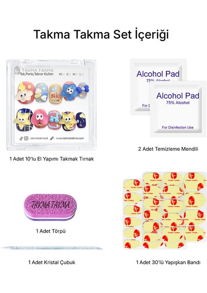 10'lu Renkli Kısa Yuvarlak TT1189 Tekrar Kullanılabilir El Yapımı Protez Takma Tırnak - Renkli-L fırsatları