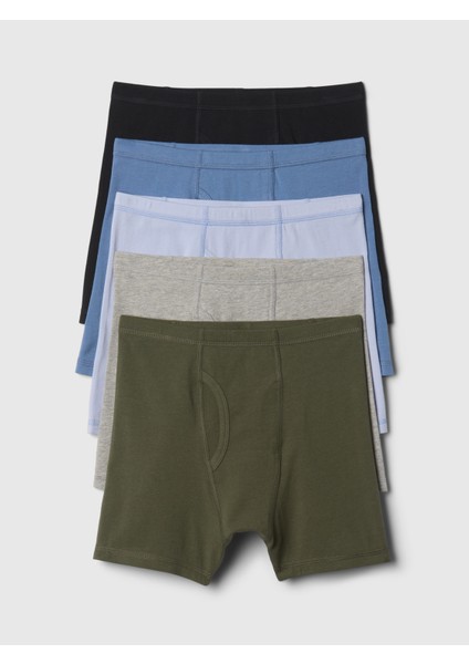 Erkek Çocuk Çok Renkli Düz Boxer Şort (5'li)