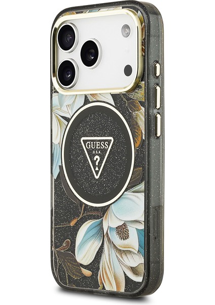 iPhone 17 Pro Kılıf Guess Lisanslı M-Safeli Simli Çiçek Desenli Metal Kamera Çerçeveli Kapak Siyah fiyatları