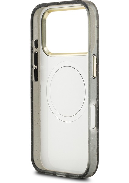 iPhone 17 Pro Kılıf Guess Lisanslı M-Safeli Simli Çiçek Desenli Metal Kamera Çerçeveli Kapak Siyah