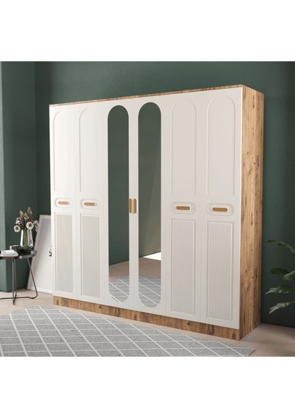 Pera 6 Kapaklı Eko Gardırop - Mdf Kapak