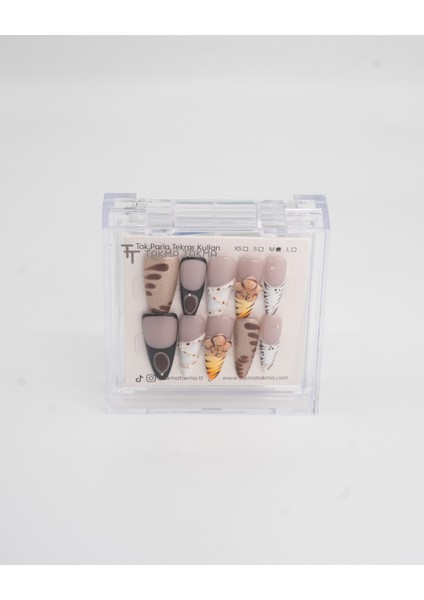 10'lu Renkli Extra Extra Extra TT1397 Tekrar Kullanılabilir El Yapımı Protez Takma Tırnak - Renkli-M fiyatları