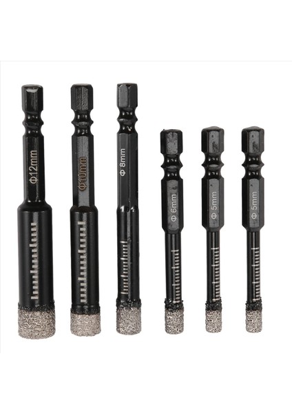 6pc Siyah Kuru Elmas Matkap Bitleri Granit Seramik Mermer Kiremit Taş Cam Sabit Malzemeler 5/8/8/10/12MM Için (Yurt Dışından) modelleri