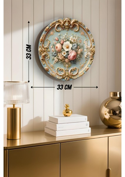 3D Görünümlü Temperli Cam Tablo – Çiçek ve Altın Varak Desenli Duvar Süsü Uv Baskı 33X33 CM-CDS079 modelleri