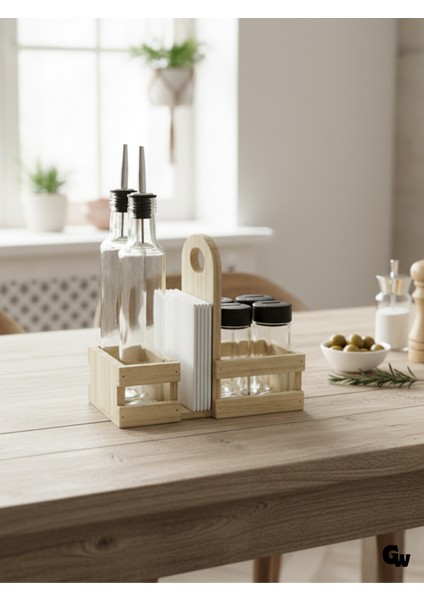 Ahşap Doğal Baharatlık Yağdanlık ve Peçetelik Takımı(Uzun Başlık)(Set)(Kavak-Ihlamur) fiyatları