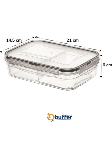 3 Bölmeli Kilitli Kapaklı 1 Litre Erzak Saklama Kabı LC-510 (K95) fırsatları