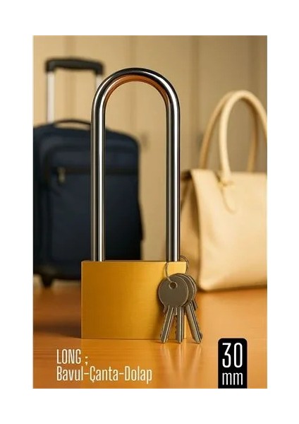 Long 30 mm Uzun Kelepçeli Bavul ve Çanta Asma Kilidi – 3 Anahtarlı, Dolap ve Seyahat Için Güvenli fiyatları