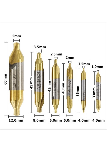 6pcs Yüksek Hızlı Çelik Merkezi Matkap Düzeneği 1 0 1 5 2 2 5 3 5 5 0 mm Torna Metal Işleme Için Uygundur (Yurt Dışından) indirimleri