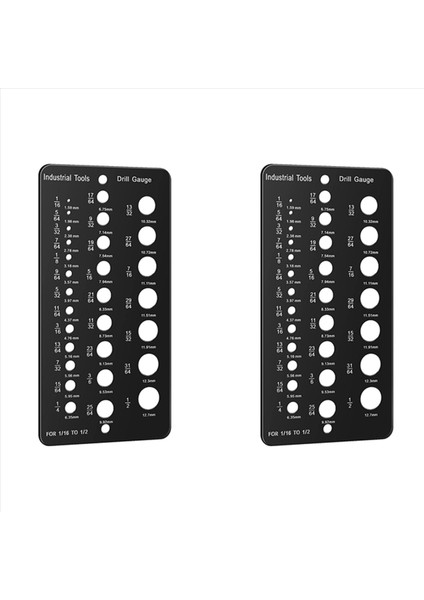2x Matkap Bitlik Göstergesi 1/16 Inç Ila 1/2 Inç Vida Boyutu ve Iplik Göstergesi Inç ve Ondalık Matkap Göstergesi Matkap Bitlik Kılavuzu (Yurt Dışından)