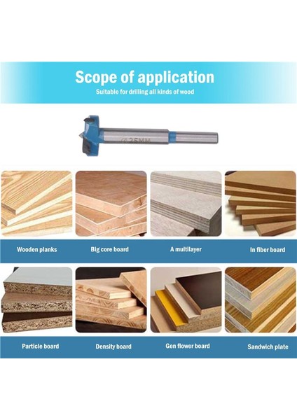 Forstner Matkap Bit Seti 15-40MM 6 Pcs Karbür Forstner Bitler Yüksek Hızlı Çelik Ahşap Aracı (Yurt Dışından)