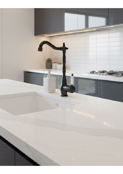 Rustik Mat Siyah Mutfak Evye Bataryası Otantik Osmanlı Prinç Gövde Vintage Tasarım Çanak Lavabo fırsatları