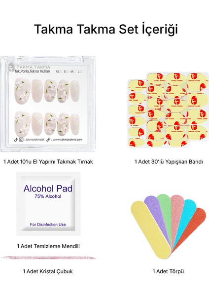 10'lu Ten Rengi Kısa Oval TT1121 Tekrar Kullanılabilir El Yapımı Protez Takma Tırnak - Ten Rengi-XS fiyatları