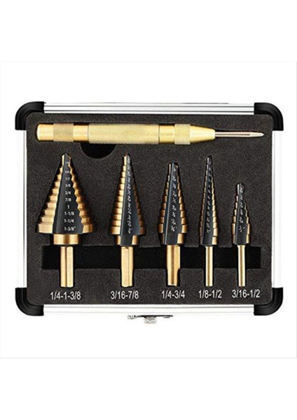 6pc Entegre Basamaklı Matkap Seti Çok Fonksiyonlu Basamaklı Sondaj Düz Groove Yüksek Hızlı Çelik Matkap Yarışı (Yurt Dışından)