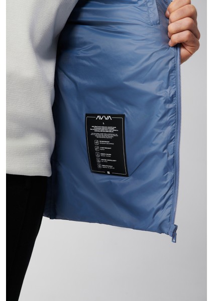 Erkek Açık Mavi Kaz Tüyü Su İtici Rüzgar Geçirmez Şişme Comfort Fit Mont B006020