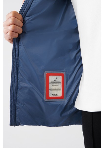 Erkek Açık Mavi Kaz Tüyü Su İtici Rüzgar Geçirmez Şişme Comfort Fit Mont B006020