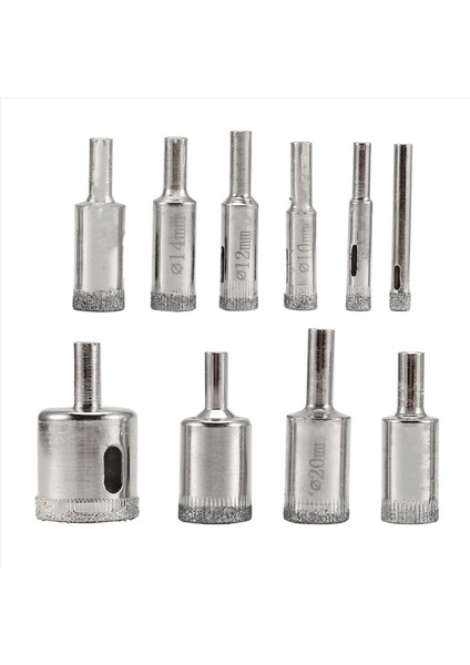 Elmas Matkap Bitleri Seti 10 Pcs Elmas Delek Testere Seti Seramik Karo Porselen Mermer Granit Şişeler Için Cam Matkap Bit (Yurt Dışından)