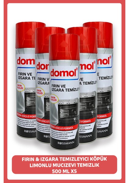 Fırın & Izgara Temizleyici Köpük Limonlu Mucizevi Temizlik 500 ml (5 Adet)