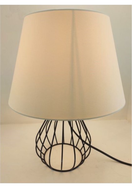 Rustic Metal Kafes Ferforje Ayaklı Beyaz Başlıklı Abajur Masa Lambası fiyatları