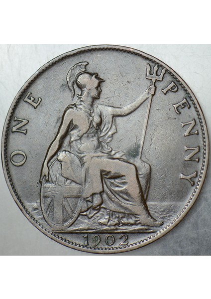 Birleşik Krallık 1 Penny 1902 Kral 7. Edward Dönemi. 31 mm Ingiltere One Penny. fiyatları