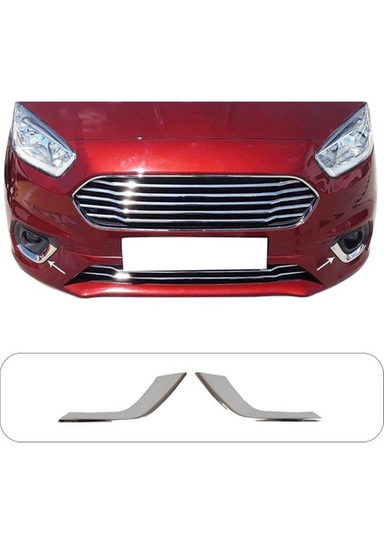 Ford Tourneo Courier Uyumlu 2018 Ve Üzeri Krom Sis Çerçevesi 2 Parça Paslanmaz Çelik