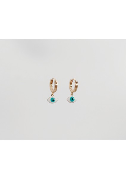 18K Rose Gold Plated Mini Eyes Hoop Küpe