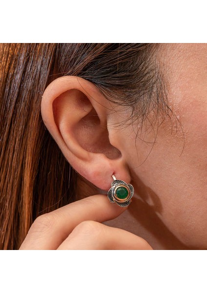 Gümüş Çiçek Desenli Otantik Kadın Küpe modelleri