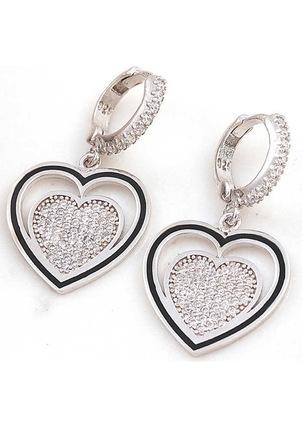 ​Gümüş Sallantılı Kalp Kadın Küpe