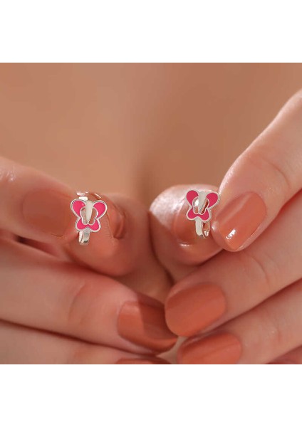 Gümüş Pembe Kelebek Çocuk Küpesi fiyatları