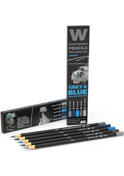 Ak 10043 Suluboya Kalemi Seti, Grey & Blue, Shading & Effects, 5 Adet