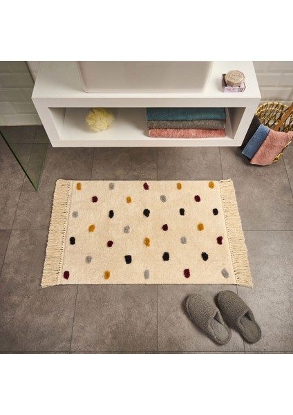 Soft Tufting Vira Banyo Paspası - Ekru / Renkli - 60X90 cm