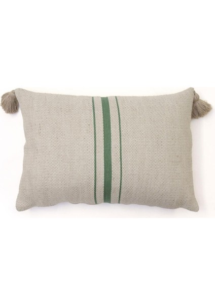 Soft Vev Kırlent - Bej / Yeşil - 35X55 cm