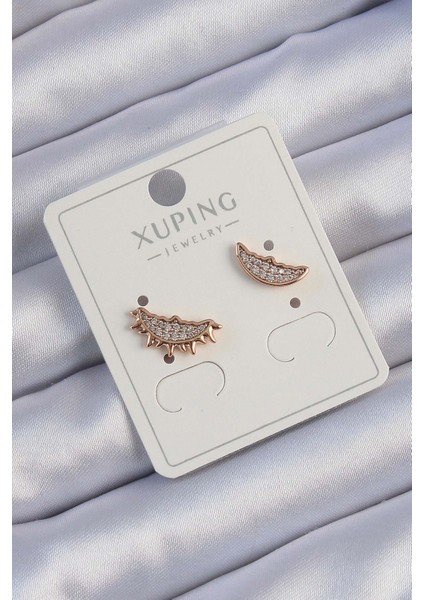 Rose Renk Zirkon Taşlı Ay ve Güneş Tasarımlı Küpe - TJ-BKP9429 fiyatları