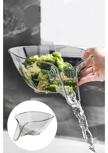 Tezgah Yanı Akrilik Mutfak Lavabo Süzgeci Çok Fonksiyonlu Sebze Meyve Yıkama Mutfak Süzgeci