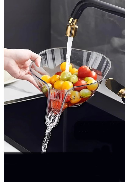 Tezgah Yanı Akrilik Mutfak Lavabo Süzgeci Çok Fonksiyonlu Sebze Meyve Yıkama Mutfak Süzgeci fırsatları