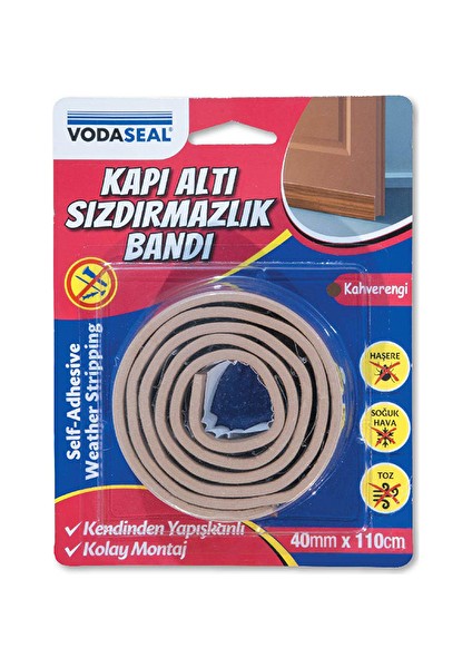 2 Adet Vodaseal Kapı Altı Sızdırmazlık Bandı Kahve 40MMX110CM