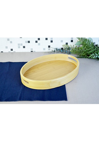 2 Adet Paçi Bambu Oval Derin Tepsi 36X26 cm