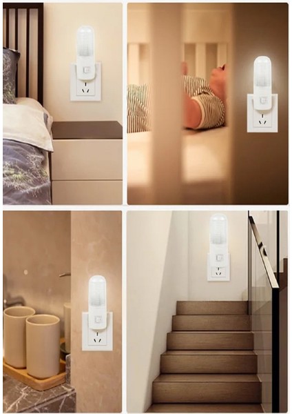 4 Ledli Beyaz Işık Gece Lambası Ledli Anahtarlı Çocuk Odası Gece Lambası 0.5W
