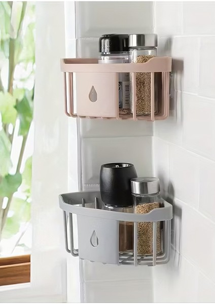 Yapışkanlı Köşe Banyo Rafı – Delmeden Monte Edilen Plastik Köşe Düzenleyici Raf fırsatları